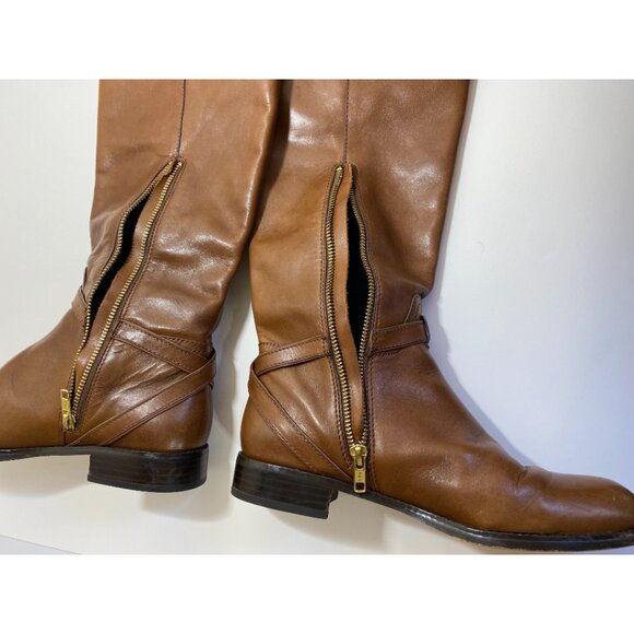 Coach Micha Women's Brown Leather Zip Knee High Riding Boots A6848 Size 7B - Picture 3 of 7